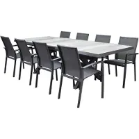 AVH-Collectie Malaga New Delhi dining tuinset uitschuifbaar 204-264x103xH74,5 cm 8 delig aluminium