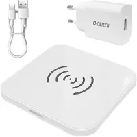 Choetech T511-S draadloze oplader + USB stekker - Pad 10W - Kleur wit - Wireless Charger voor de meeste IOS, Android en andere Qi ondersteunde telefoons