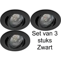 Norton Zwarte inbouwspot Verstelbaar 30º – Dimbare ledlamp GU10 LED 2700K – 4W / 345 Lumen – Hoogwaardig Aluminium – Direct Aansluitbaar – Set van 4.