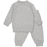Feetje Wafel pyjama grijs melange Jongens/Meisjes Katoen Ronde hals Streep - maat 110