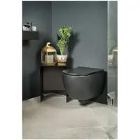 Xenz Gio randloos toilet 52cm met vortexspoeling en zitting zwart mat