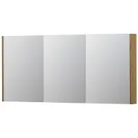 Ink SPK2 Spiegelkast - 160x14x74cm - 3 deuren - dubbelzijdige Spiegel - schakelaar en stopcontact - MDF Fineer Natur 1105521
