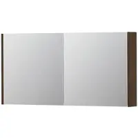 Ink SPK1 Spiegelkast - 120x14x60cm - 2 deuren - dubbelzijdige Spiegel - schakelaar en stopcontact - MDF Fineer Chocolate 1110723