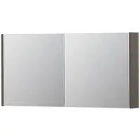 Ink SPK1 Spiegelkast - 120x14x60cm - 2 deuren - dubbelzijdige Spiegel - schakelaar en stopcontact - MDF lak taupe mat 1110704