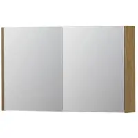 Ink SPK1 Spiegelkast - 100x14x60cm - 2 deuren - dubbelzijdige Spiegel - schakelaar en stopcontact - MDF Fineer Natur 1110671