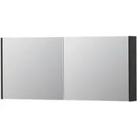 Ink SPK1 Spiegelkast - 140x14x60cm - 2 deuren - dubbelzijdige Spiegel - schakelaar en stopcontact - MDF lak antraciet mat 1110752