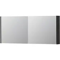 Ink SPK1 Spiegelkast - 140x14x60cm - 2 deuren - dubbelzijdige Spiegel - schakelaar en stopcontact - MFC Houtskool eiken 1110765
