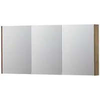 Ink SPK2 Spiegelkast - 160x14x74cm - 3 deuren - dubbelzijdige Spiegel - schakelaar en stopcontact - MFC Naturel eiken 1105510