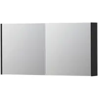 Ink SPK1 Spiegelkast - 120x14x60cm - 2 deuren - dubbelzijdige Spiegel - schakelaar en stopcontact - MDF lak zwart mat 1110705