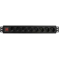 Wp Europe WP WPN-PDU-G01-08, Basismodel, 1.5U, Horizontaal/verticaal, Aluminium, Zwart, 8 AC-aansluitingen