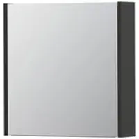 Ink SPK1 Spiegelkast - 60x14x60cm - 1 deur - dubbelzijdige Spiegel - schakelaar en stopcontact - MDF lak antraciet mat 1110452