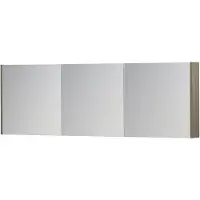 Ink SPK1 Spiegelkast - 180x14x60cm - 3 deuren - dubbelzijdige Spiegel - schakelaar en stopcontact - MFC Greige eiken 1110866