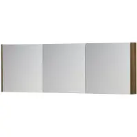 Ink SPK1 Spiegelkast - 180x14x60cm - 3 deuren - dubbelzijdige Spiegel - schakelaar en stopcontact - eiken Massief eiken Ash grey 1110876