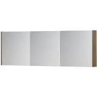 Ink SPK1 Spiegelkast - 180x14x60cm - 3 deuren - dubbelzijdige Spiegel - schakelaar en stopcontact - MFC Zuiver eiken 1110870