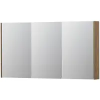 Ink SPK2 Spiegelkast - 140x14x74cm - 3 deuren - dubbelzijdige Spiegel - schakelaar en stopcontact - MDF Fineer Ash grey 1105472