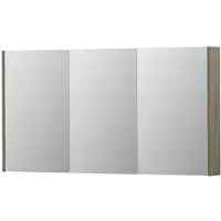 Ink SPK2 Spiegelkast - 140x14x74cm - 3 deuren - dubbelzijdige Spiegel - schakelaar en stopcontact - MFC Greige eiken 1105466