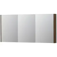 Ink SPK2 Spiegelkast - 160x14x74cm - 3 deuren - dubbelzijdige Spiegel - schakelaar en stopcontact - MDF Fineer Chocolate 1105523