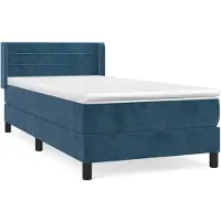 vidaXL Boxspring met matras fluweel donkerblauw 80x200 cm