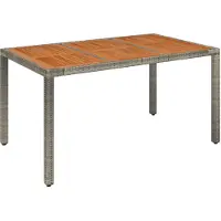 vidaXL Tuintafel met houten blad 150x90x75 cm poly rattan grijs