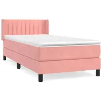 vidaXL Boxspring met matras fluweel roze 80x200 cm