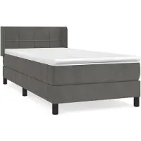 vidaXL Boxspring met matras fluweel donkergrijs 80x200 cm