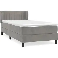 vidaXL Boxspring met matras fluweel lichtgrijs 90x200 cm