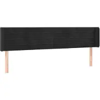 vidaXL Hoofdbord met randen 163x16x78/88 cm fluweel zwart