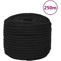 vidaXL Werktouw 12 mm 250 m polyester zwart