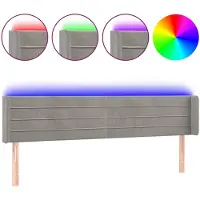 vidaXL Hoofdbord LED 183x16x78/88 cm fluweel lichtgrijs