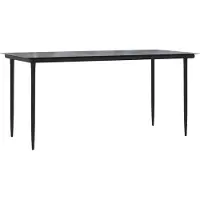 vidaXL Tuintafel 160x80x74 cm staal en gehard glas zwart