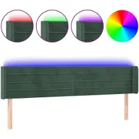 vidaXL Hoofdbord LED 163x16x78/88 cm fluweel donkergroen