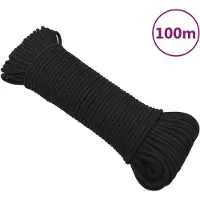 vidaXL Boottouw 3 mm 100 m polypropeen zwart