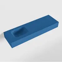 Mondiaz lex jeans vrijhangende solid surface wastafel 100 cm. Positie wasbak links