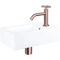 Differnz Force fonteinset – 40x22x11.5 cm – keramiek wit – gebogen koperen kraan met kruisgreep 38.400.57