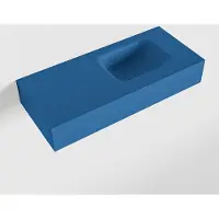Mondiaz lex jeans vrijhangende solid surface wastafel 70 cm. Positie wasbak rechts