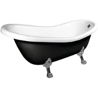 Polysan Retro Vrijstaand bad 167,5x76x71cm, chroom matte poten, zwart/wit