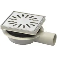 Aquaberg Doucheput abs vloerput abs opzetstuk rvs sierrand zijuitlaat 50mm verstelbaar 146x146mm ppc reukafsluiter