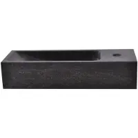 Wiesbaden B fontein 38x14x8cm kraangat rechts hardsteen zwart