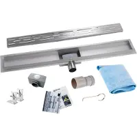 Wiesbaden rvs 3e gen.douchegoot inclusief flens sifon en filter 50x7 cm rvs