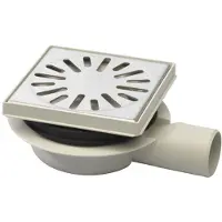 Aquaberg vloerput abs 14,6x14,6cm met zijaansluiting 50mm Kunststof-RVS