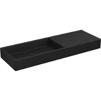 Clou Mini Wash Me fontein zonder kraangat en plug rechts mat zwart keramiek B56xH6xD19cm