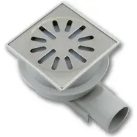 Aquaberg Doucheput abs vloerput met rvs rooster onderuitlaat 50mm en zijuitlaat 40mm 10x10 cm