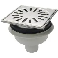 Aquaberg Doucheput abs vloerput rvs opzetstuk rvs rooster onderuitlaat 50mm 150x150mm ppc reukafsluiter