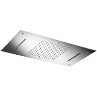 Hotbath Mate M144 Dualflow 38x70cm Hoofddouche Met Regendouche Waterval Functie En Led Verlichting Geborsteld Nikkel - Messing - Kranen, Douchekranen, - Kranen, Douchekranen, Hoofddouches