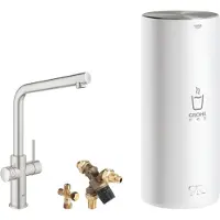 GROHE Red New keukenkraan duo met L-uitloop met L-size boiler RVS