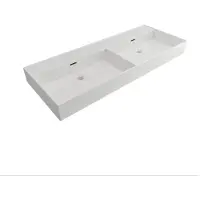 Plieger Kansas wastafel dubbel zonder kraangaten met overloop 120x45cm wit