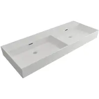 Plieger Kansas wastafel dubbel zonder kraangaten met overloop 120x45cm matwit 271085