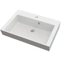Sapho Orinoko Gekweekte Marmeren Wastafel 60x15x45cm, wit