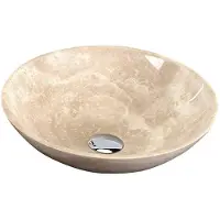 Sapho Blok 1 Stone Waskom Ø 40 cm, gepolijst beige travertin