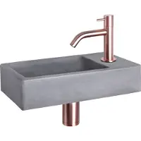 Differnz Fonteinset force beton 40x22x8 cm donker grijs met gebogen kraan rood koper